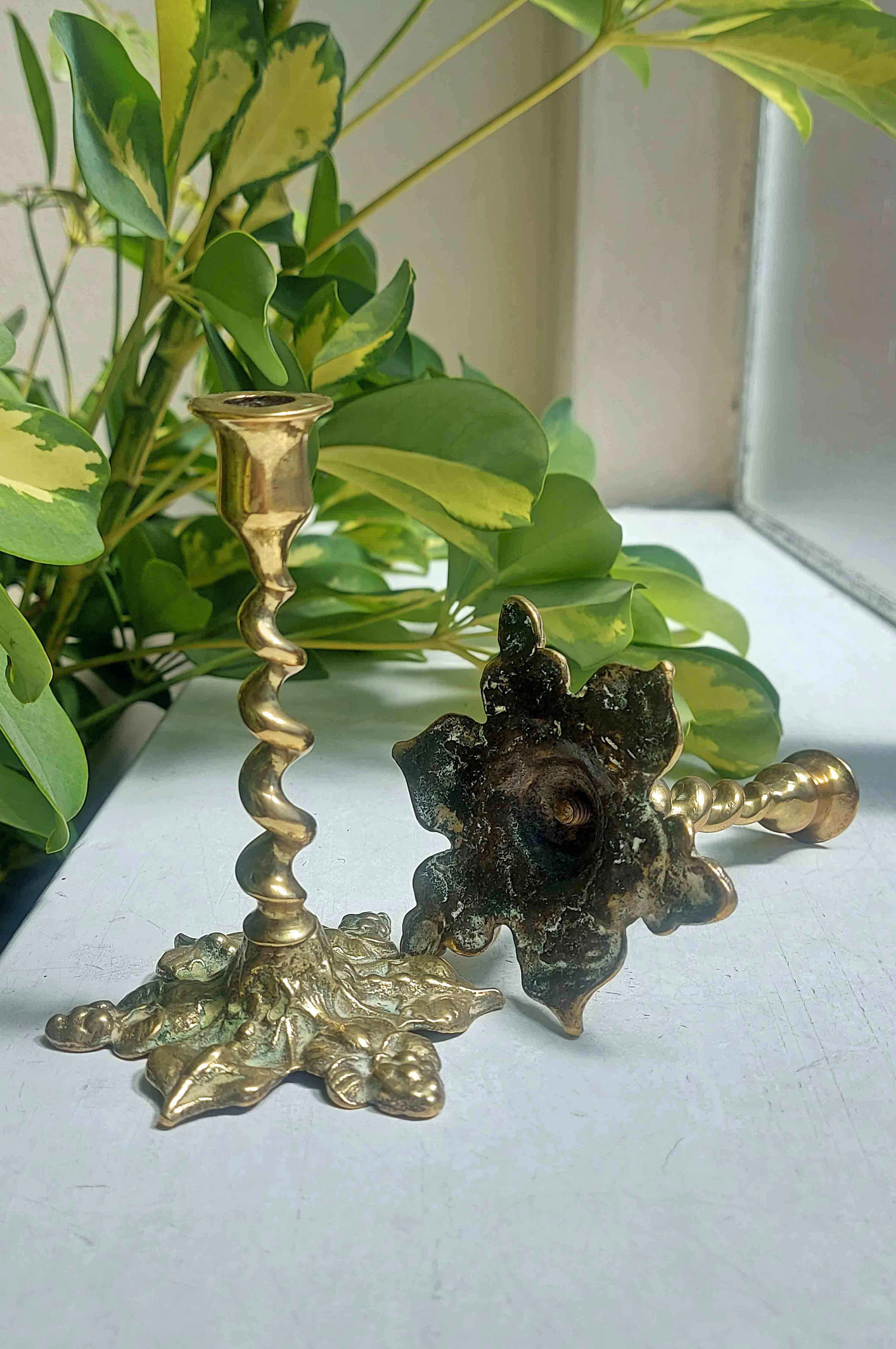 twisted vintage brass candlesticks