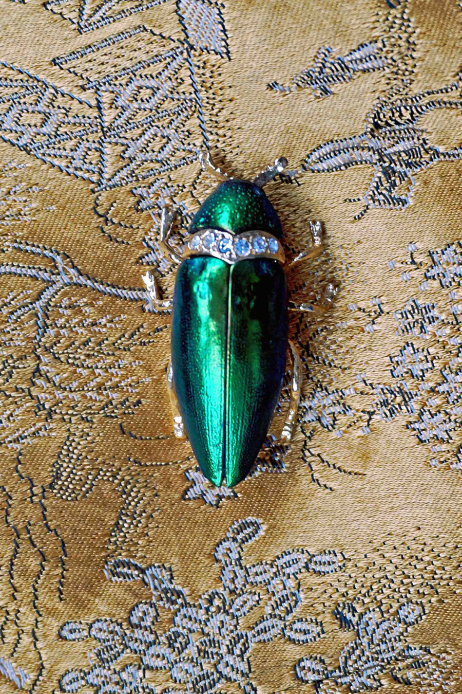 Vintage Iridescent Green Scarab Beetle Brooch, Green Beetle Pin Brooch Gift For Her - Ada's Attic Vintage- 