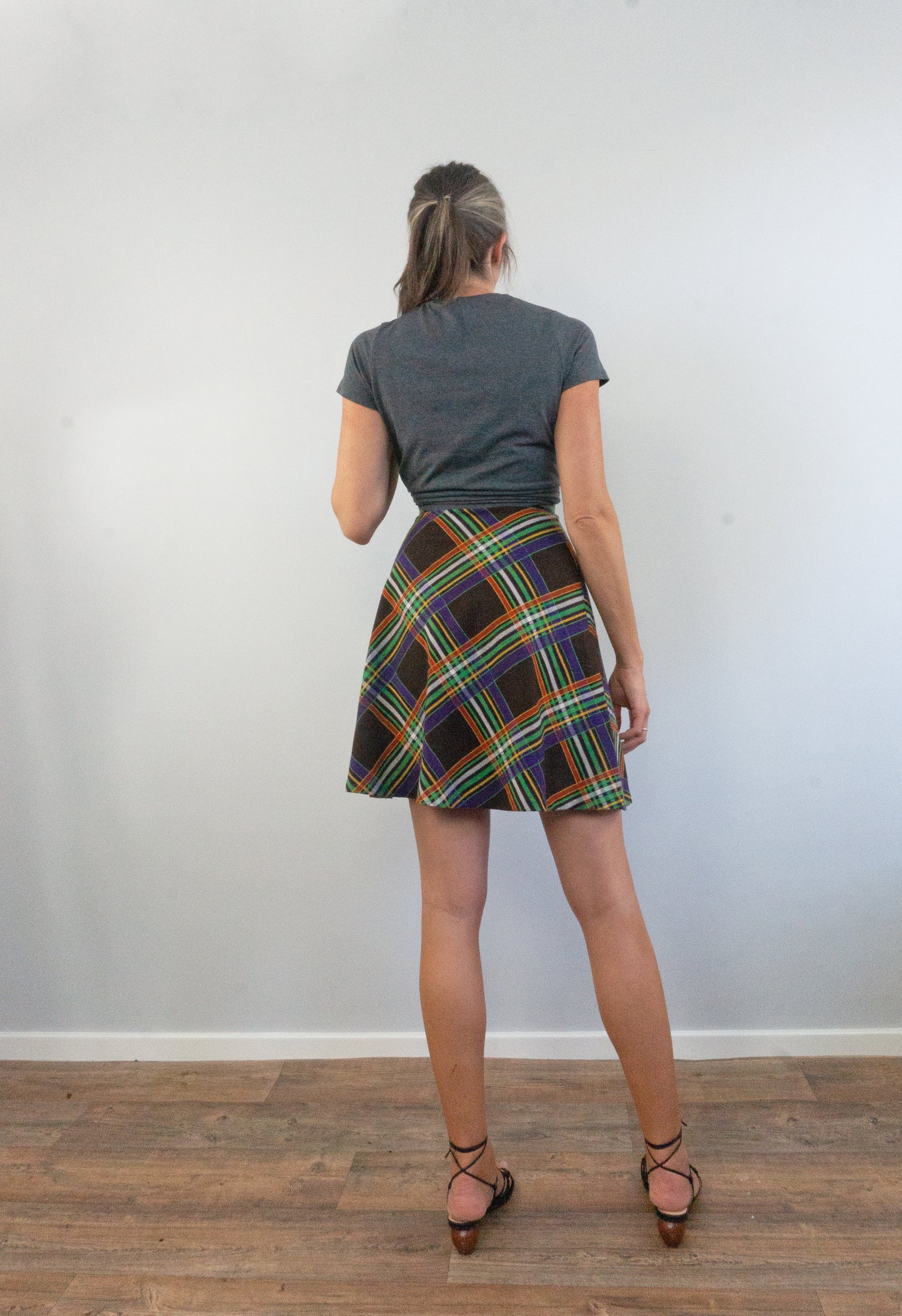 vintage 1960s mod rainbow check skirt