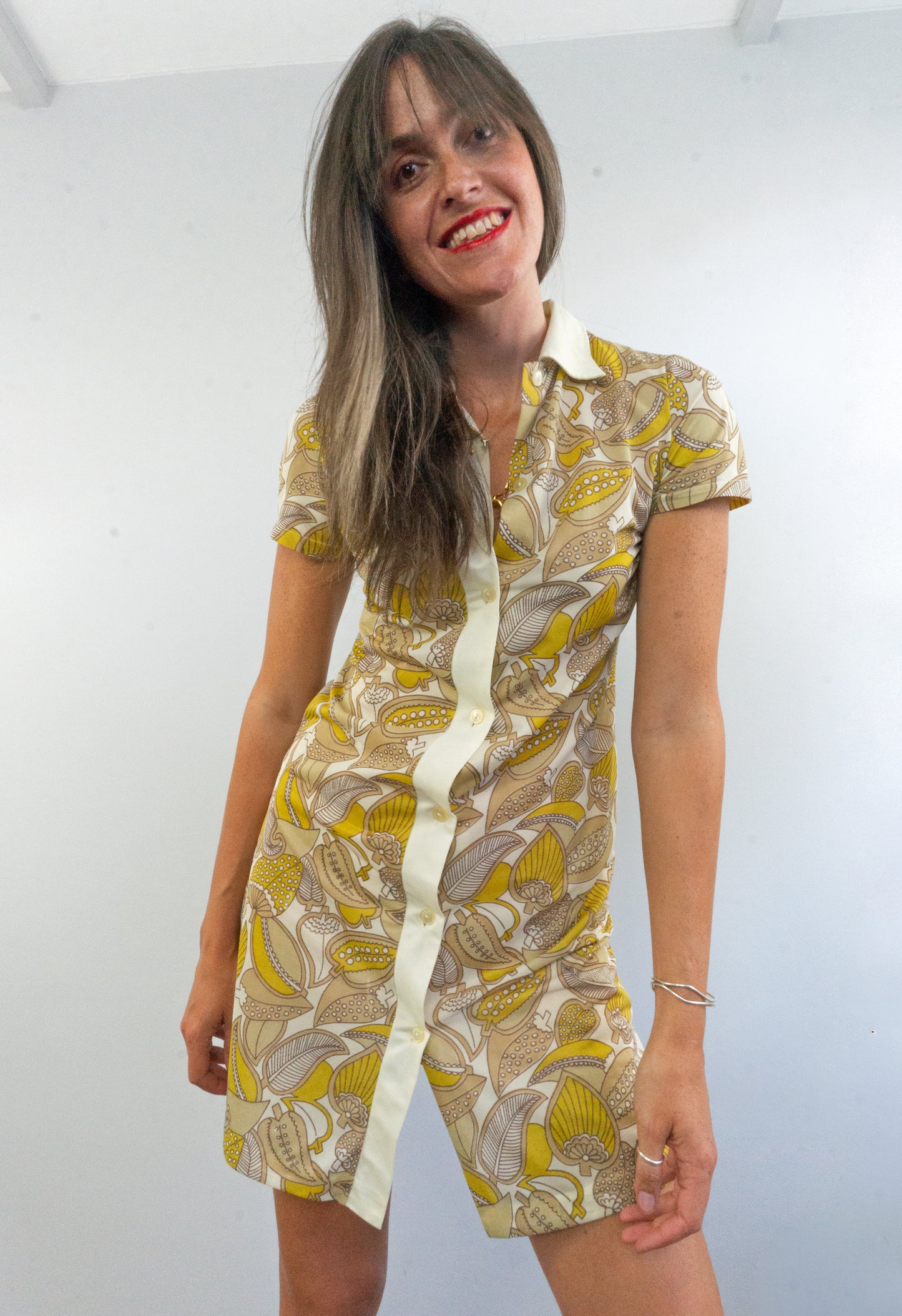 vintage 1960s patterned shirt dress