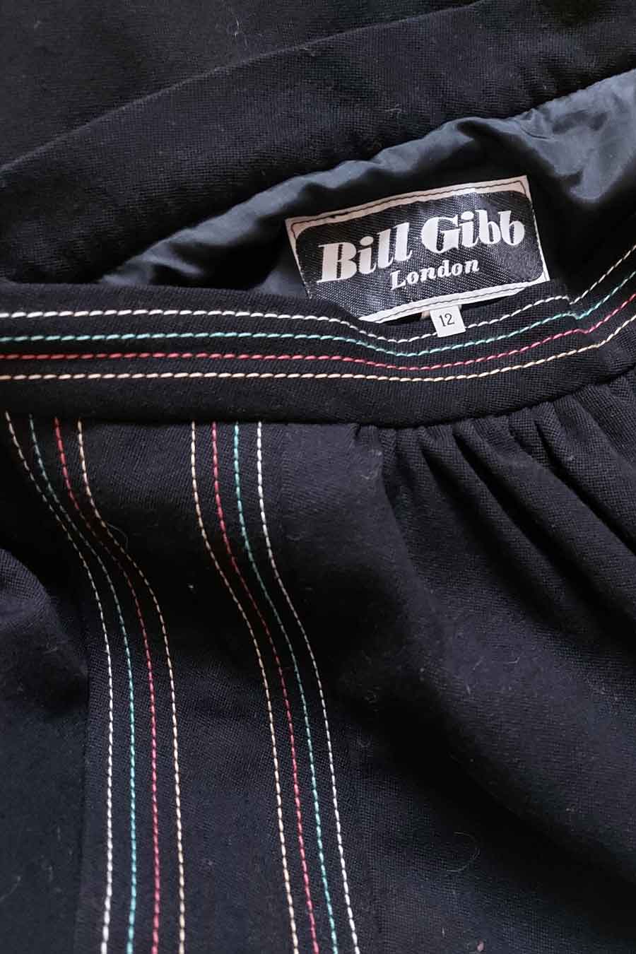 vintage 1970s bill gibb label in black wool skirt