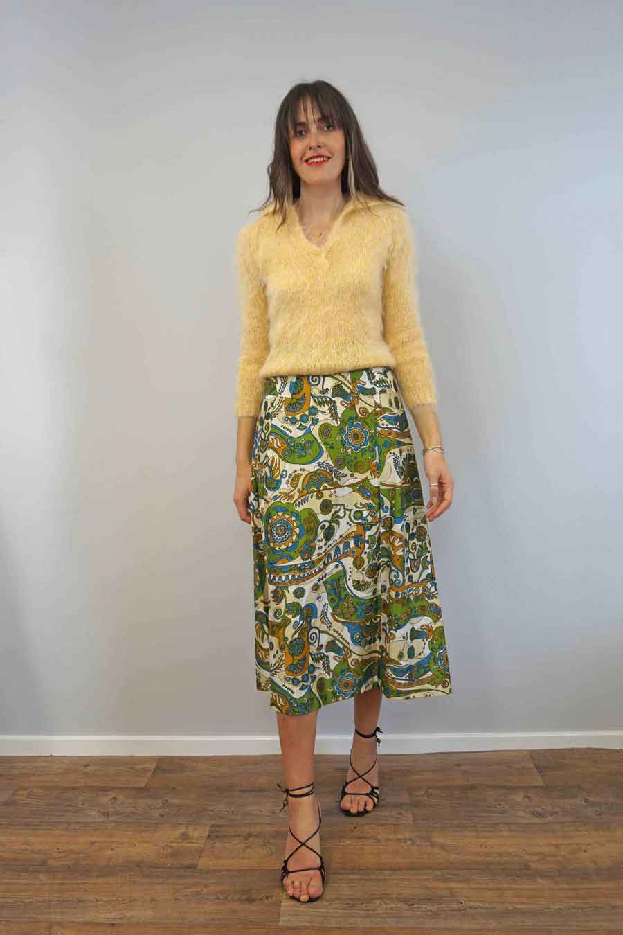 skirt with pockets vintage abstract floral print maxi skirt