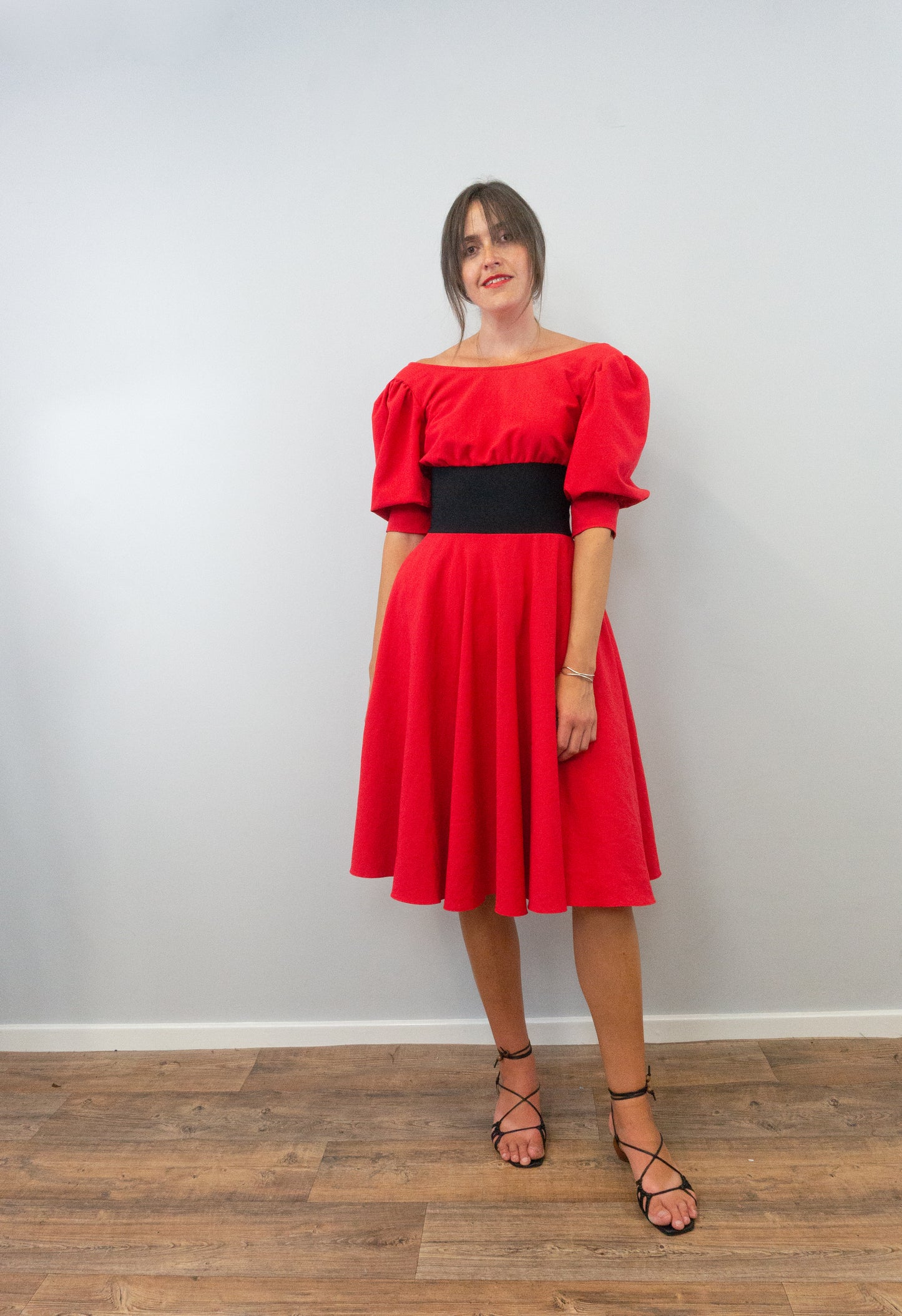 Vintage Zandra Rhodes Puff Sleeve Midi Dress