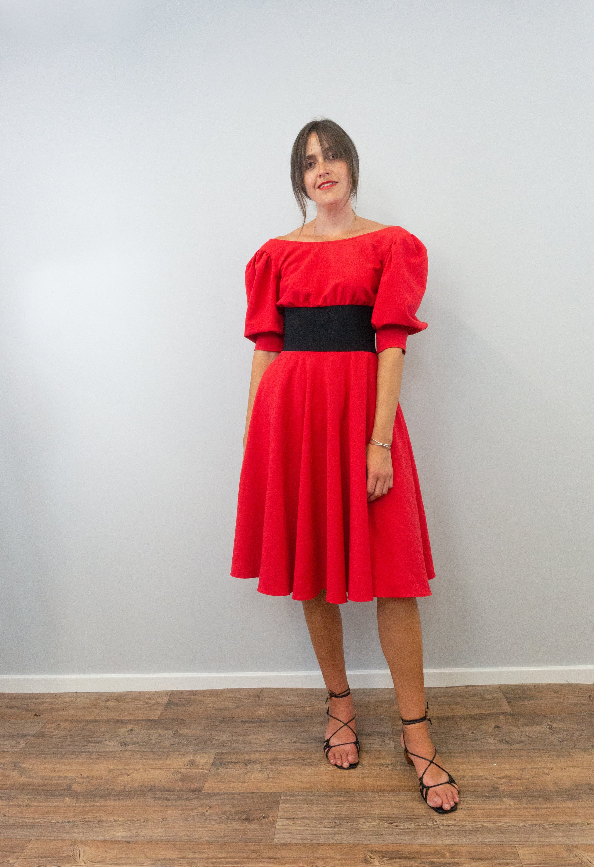 Vintage Zandra Rhodes Puff Sleeve Midi Dress