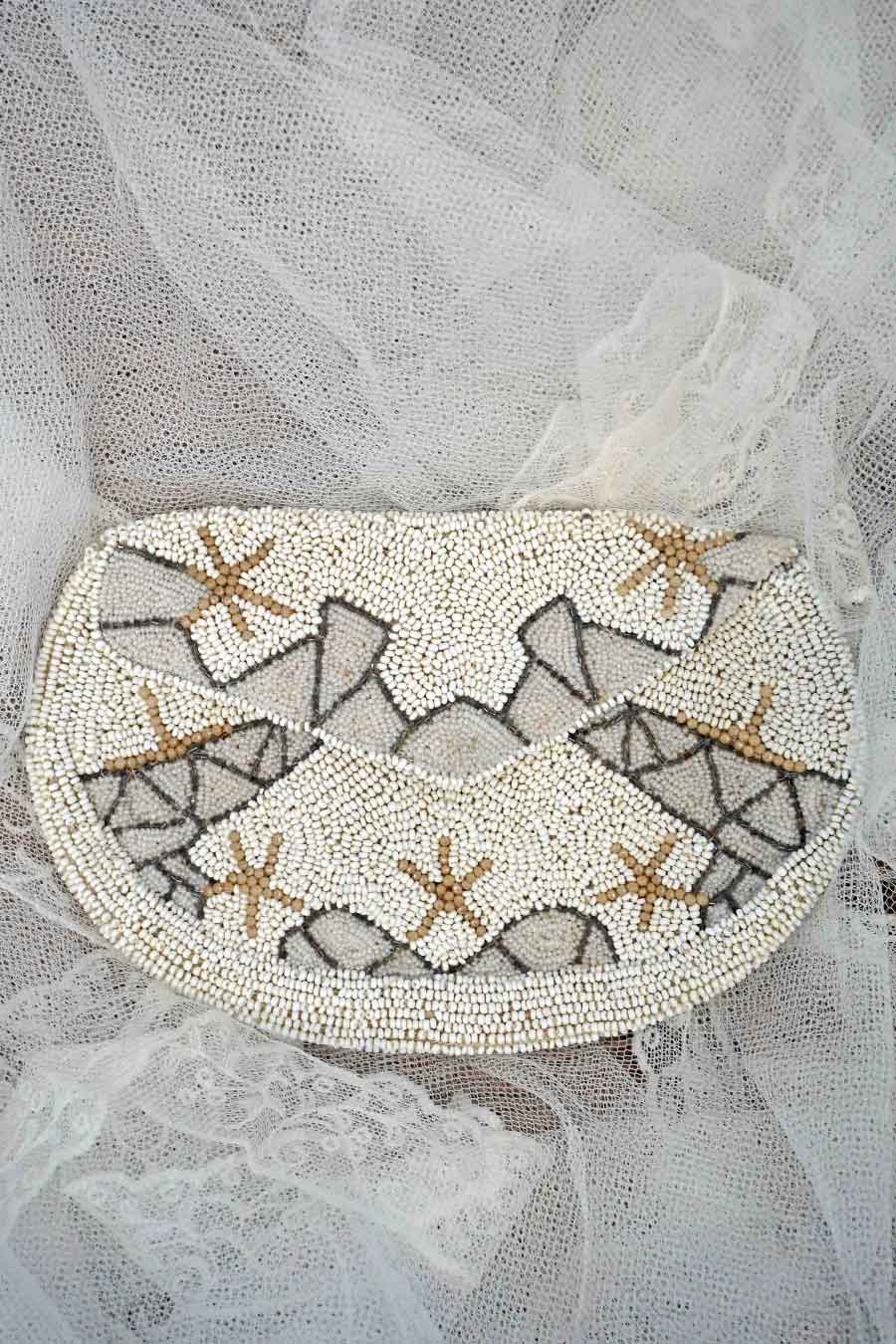 Vintage 1930s Art Deco Glass Beaded Bridal Bag