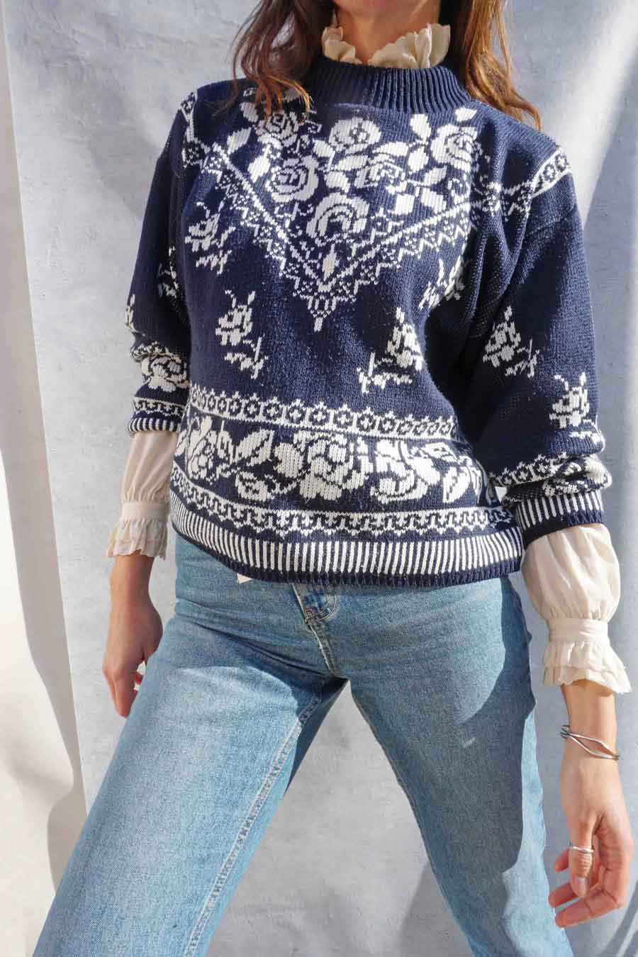 Oversized Vintage Floral Cottagecore Sweater - Women's Vintage Clothing - Ada's Attic Vintage