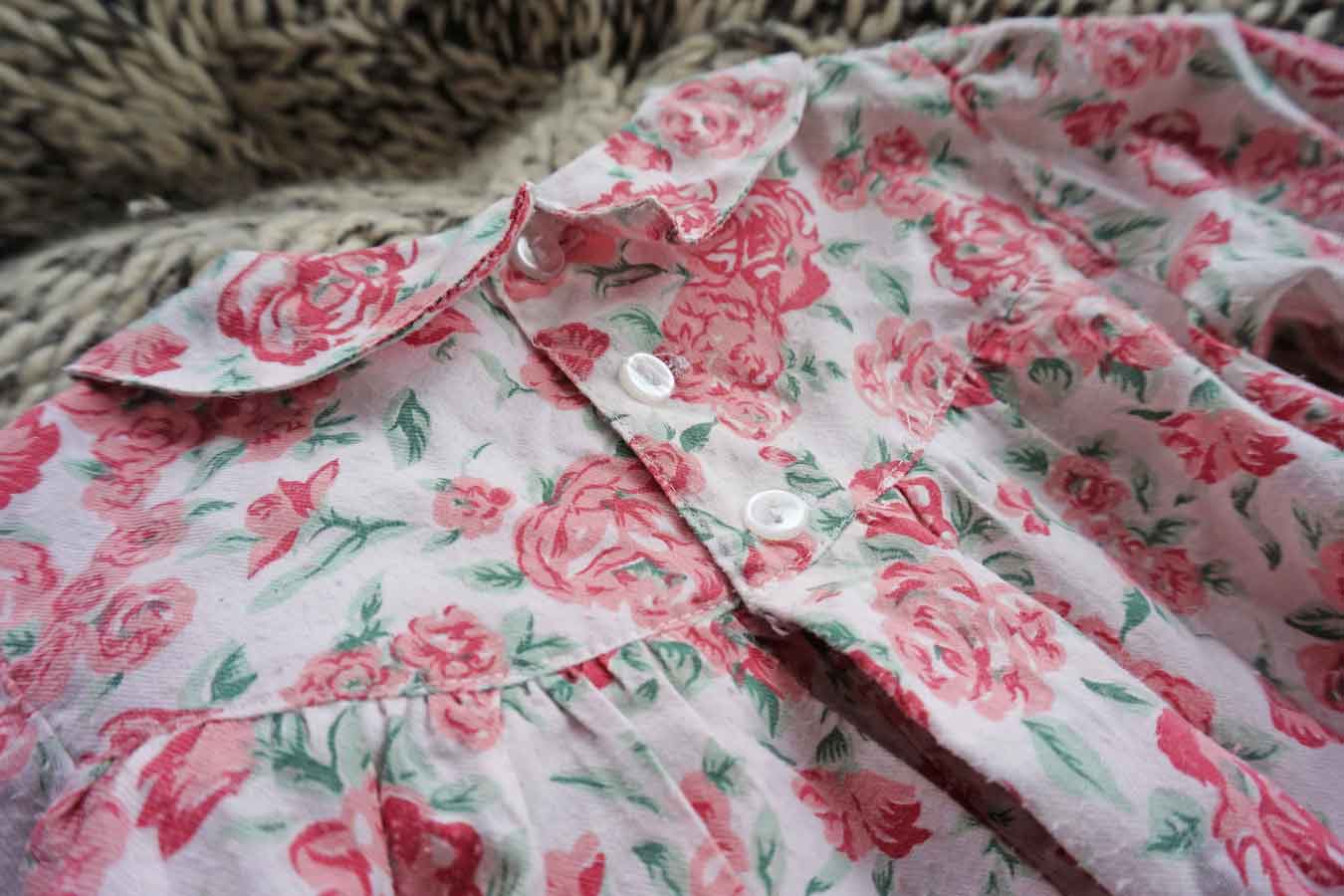Vintage Baby Girls Pink Floral Easter Dress - vintage childrenswear clothing - ada's attic vintage