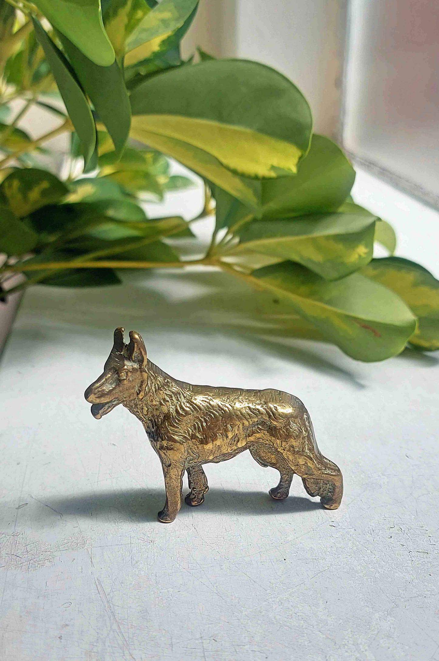 Vintage Brass German Shepard Alsatian Dog Figurine