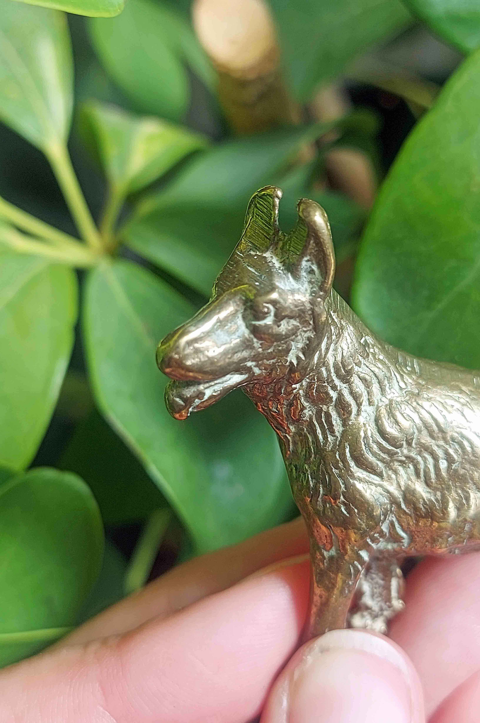vintage miniature brass dog