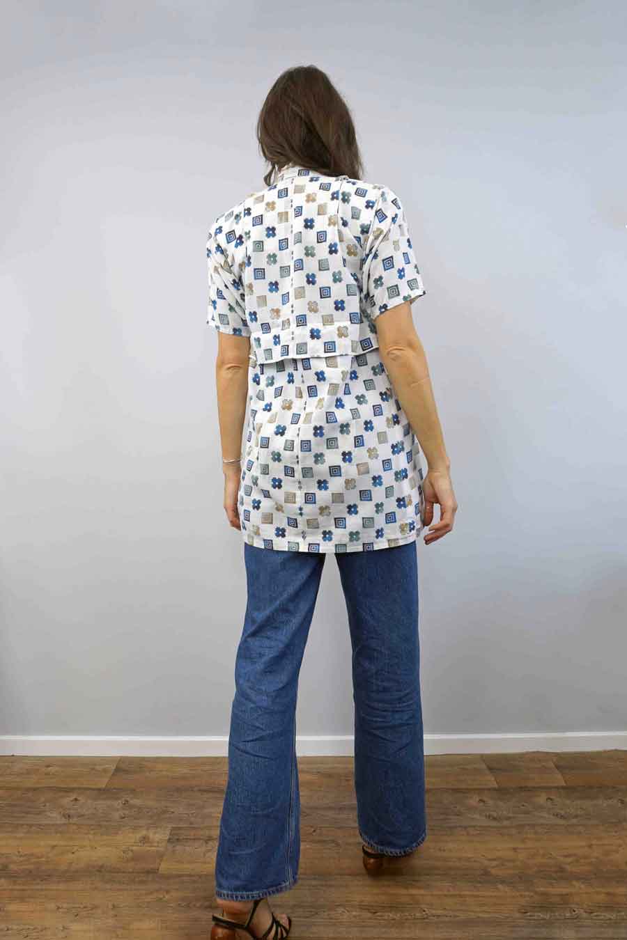 70s Boho Short Vintage Geometric Print Kimono Jacket