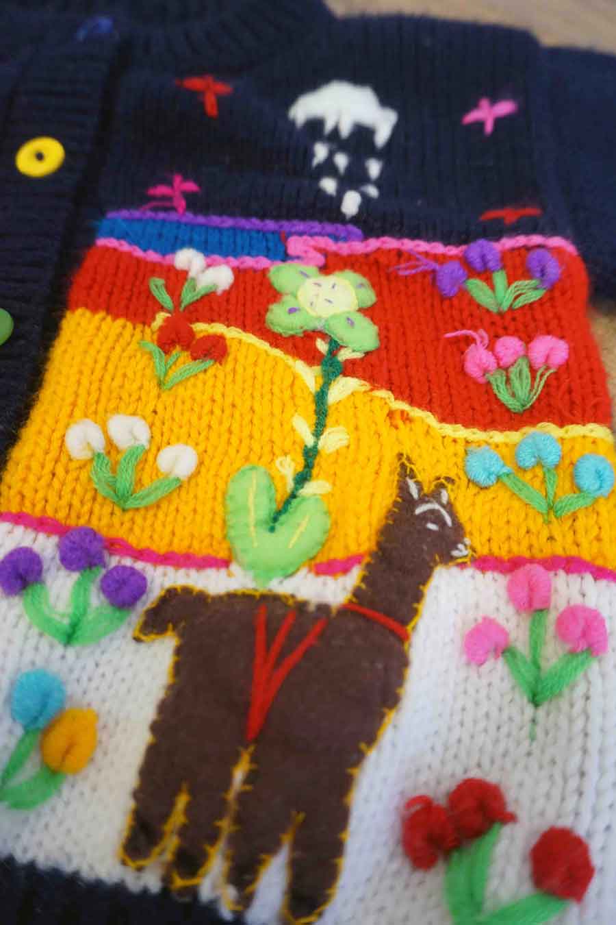 vintag embroidered girls alpaca cardigan