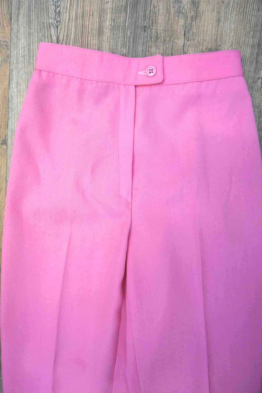 60s Bright Pink Wool Straight Leg Trousers