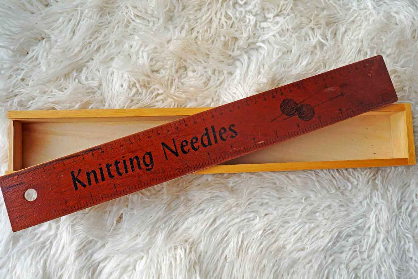 Wooden Knitting Needle Storage Box - Wooden Knitting Needle Box - Ada's Attic Vintage