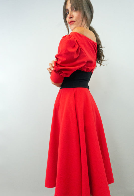 Vintage 1980s Zandra Rhodes Full Skirt Midi Dress
