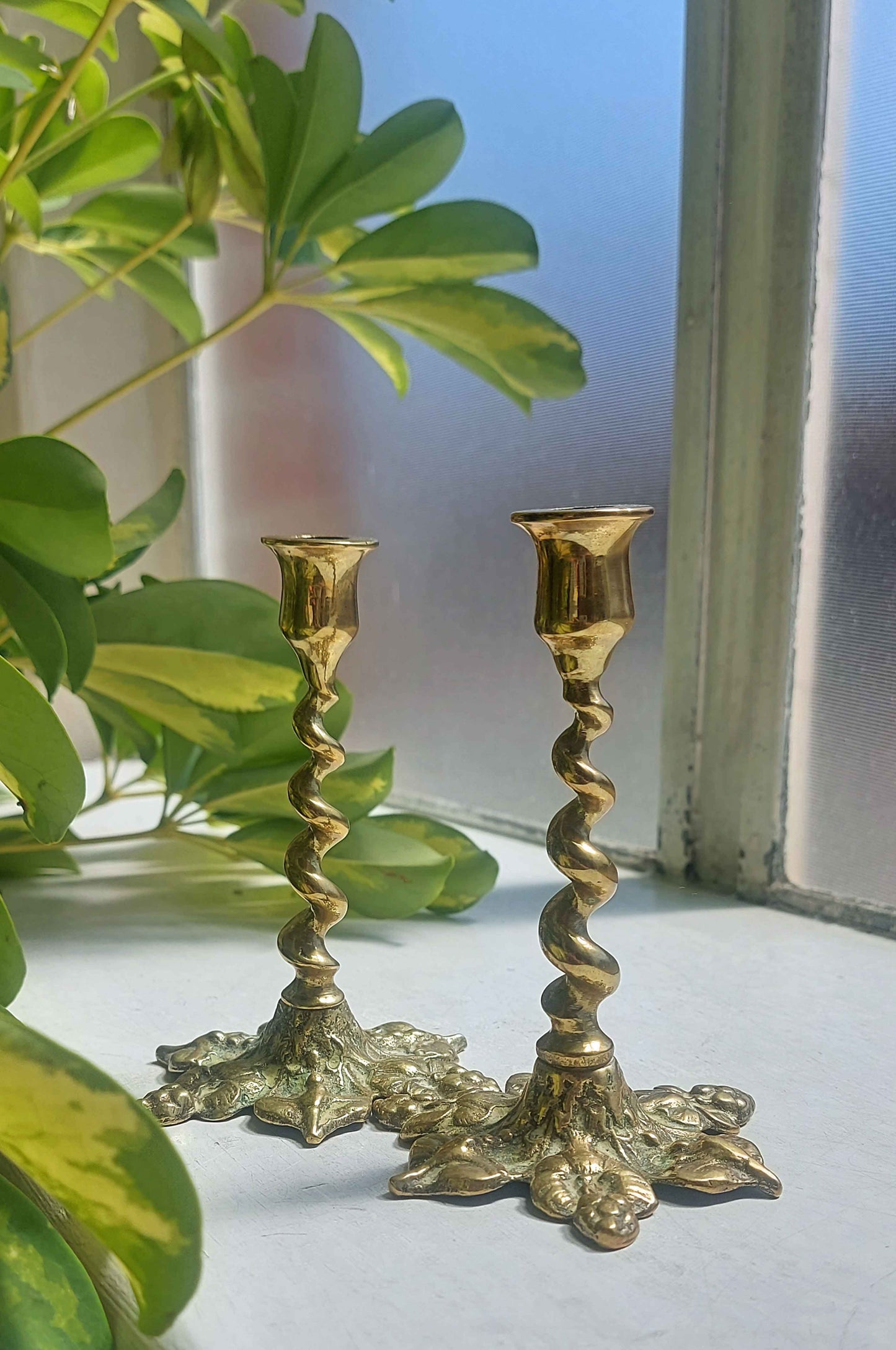 vintage 1940s twisted candlestick holders