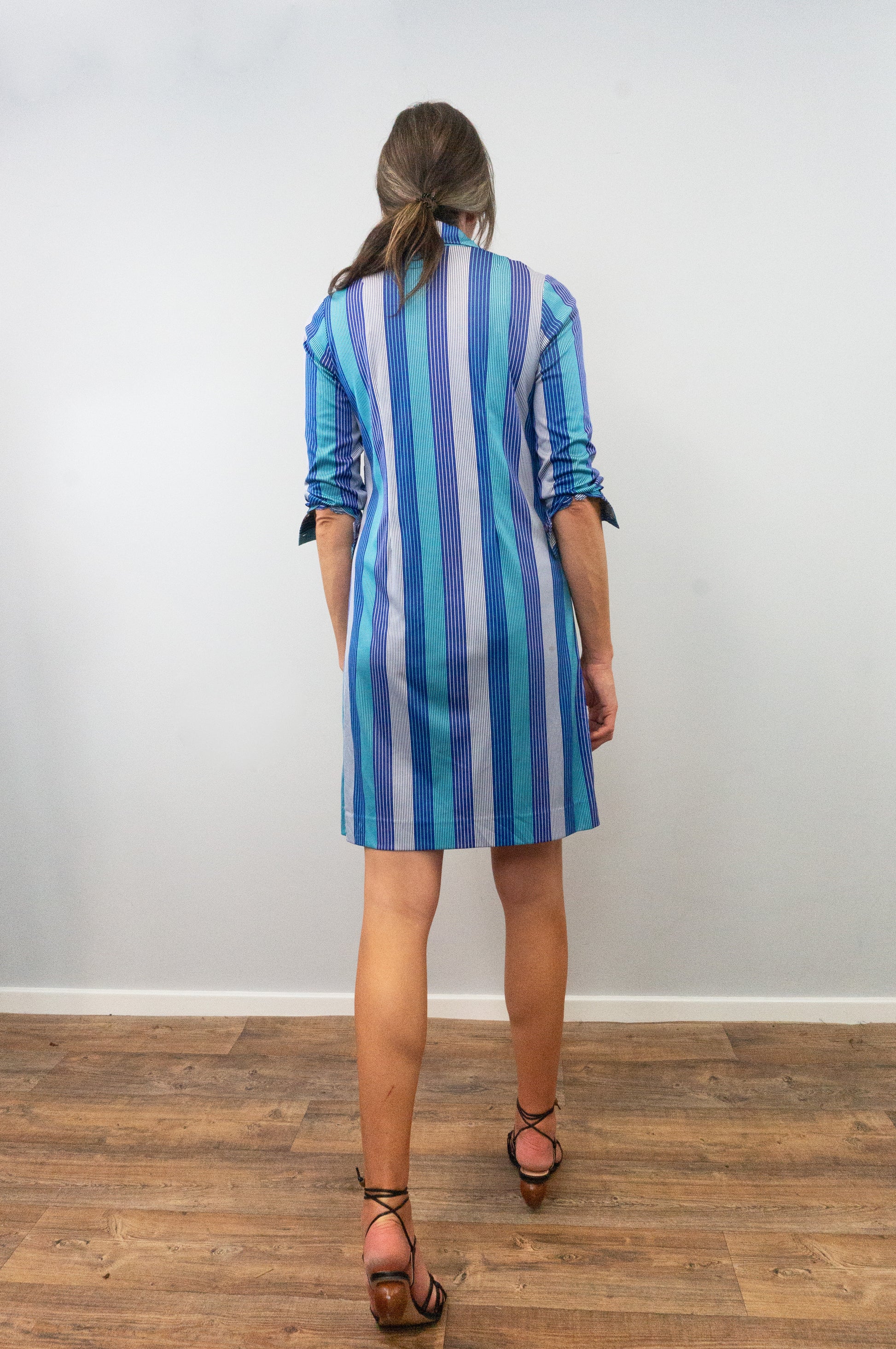 vintage vertical striped autumn shirt dress