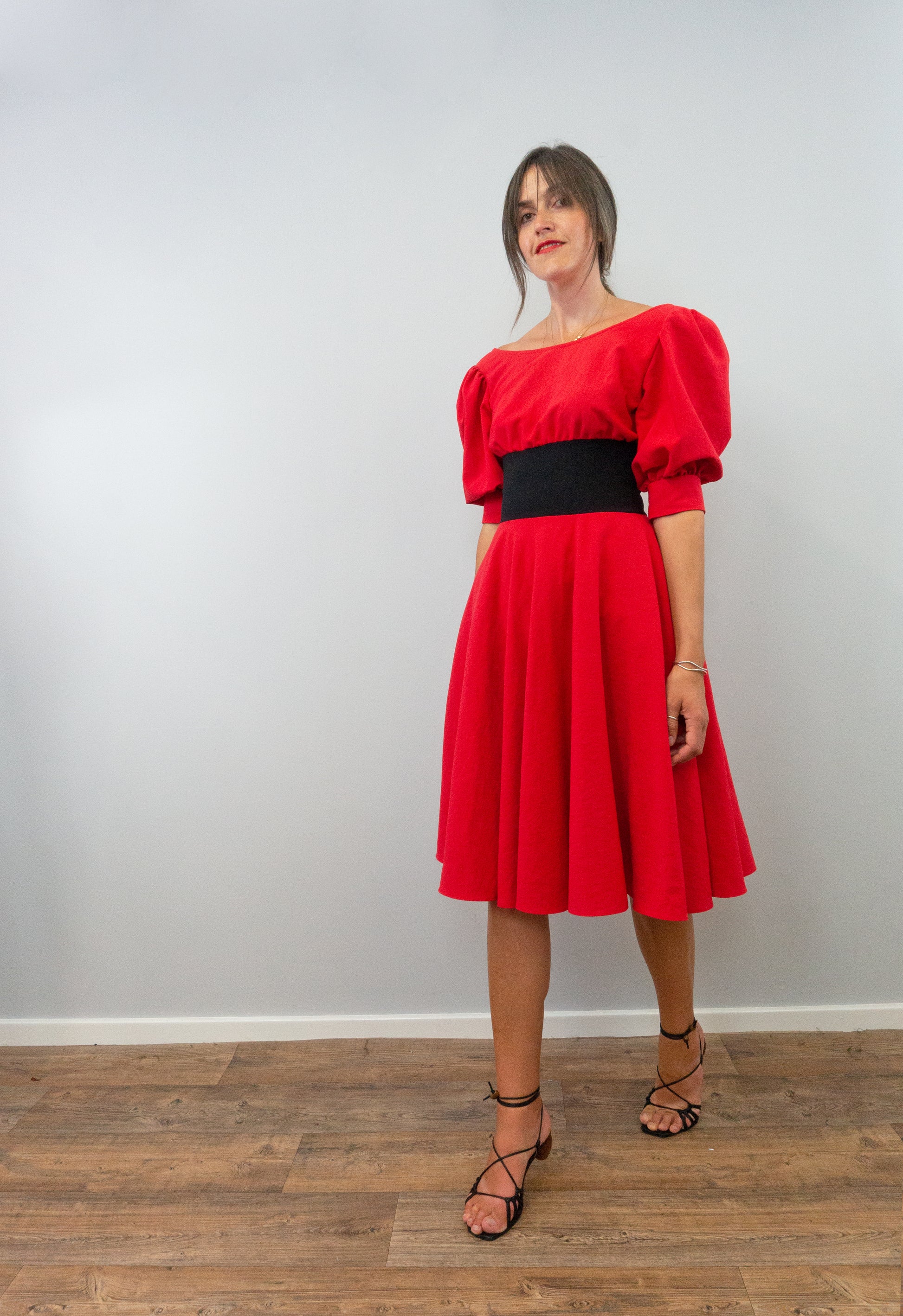 Vintage 80s Zandra Rhodes Full Skirt Midi Dress