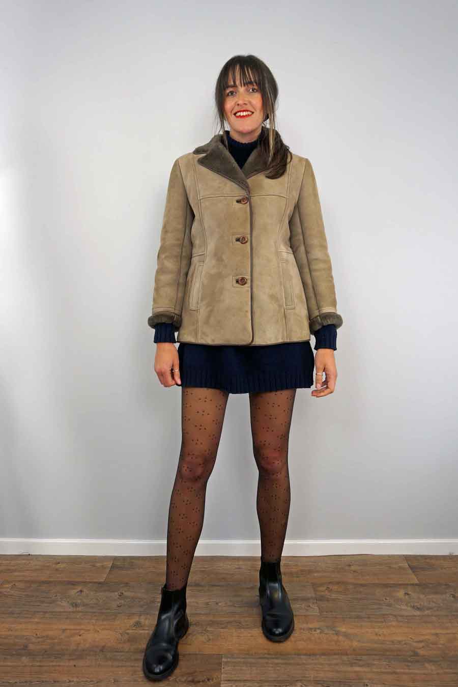 vintage warm suede winter coat for women