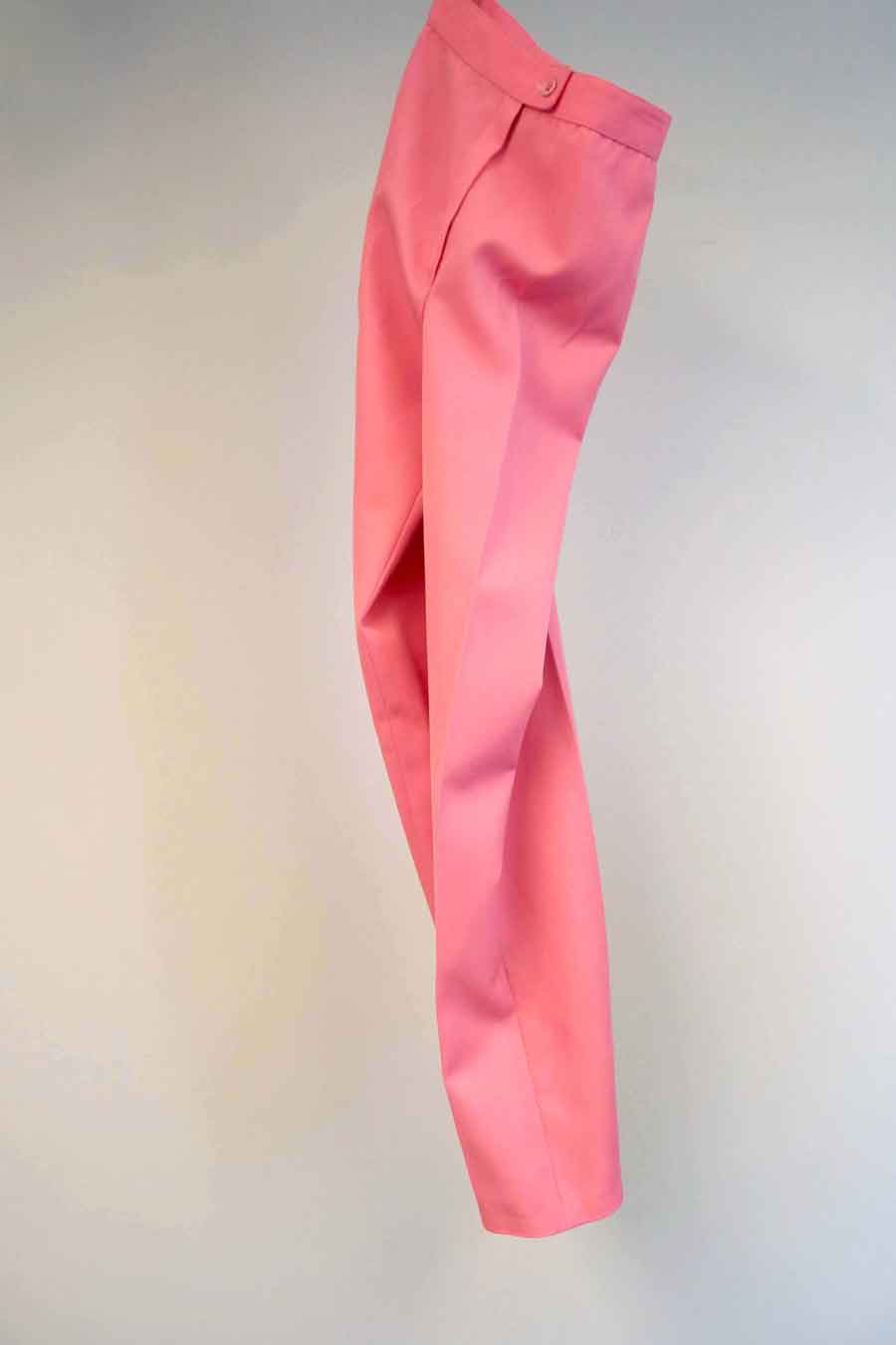 Bright Pink Wool Straight Leg Trousers